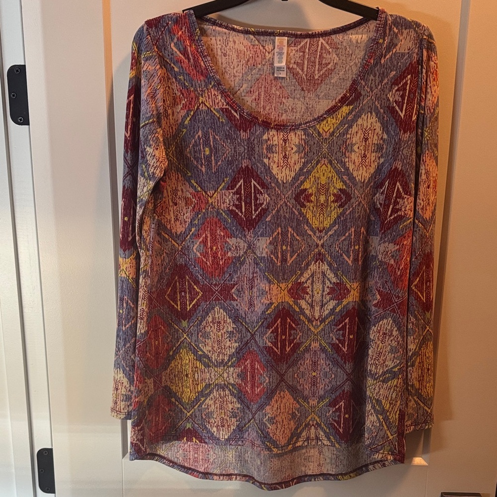 LuLaRoe Multicolor Geometric Long Sleeve Top